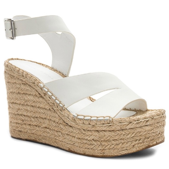 SIGERSON MORRISON Arien platform wedge Espadrille white leather sandal pumps 9 - Picture 5 of 15